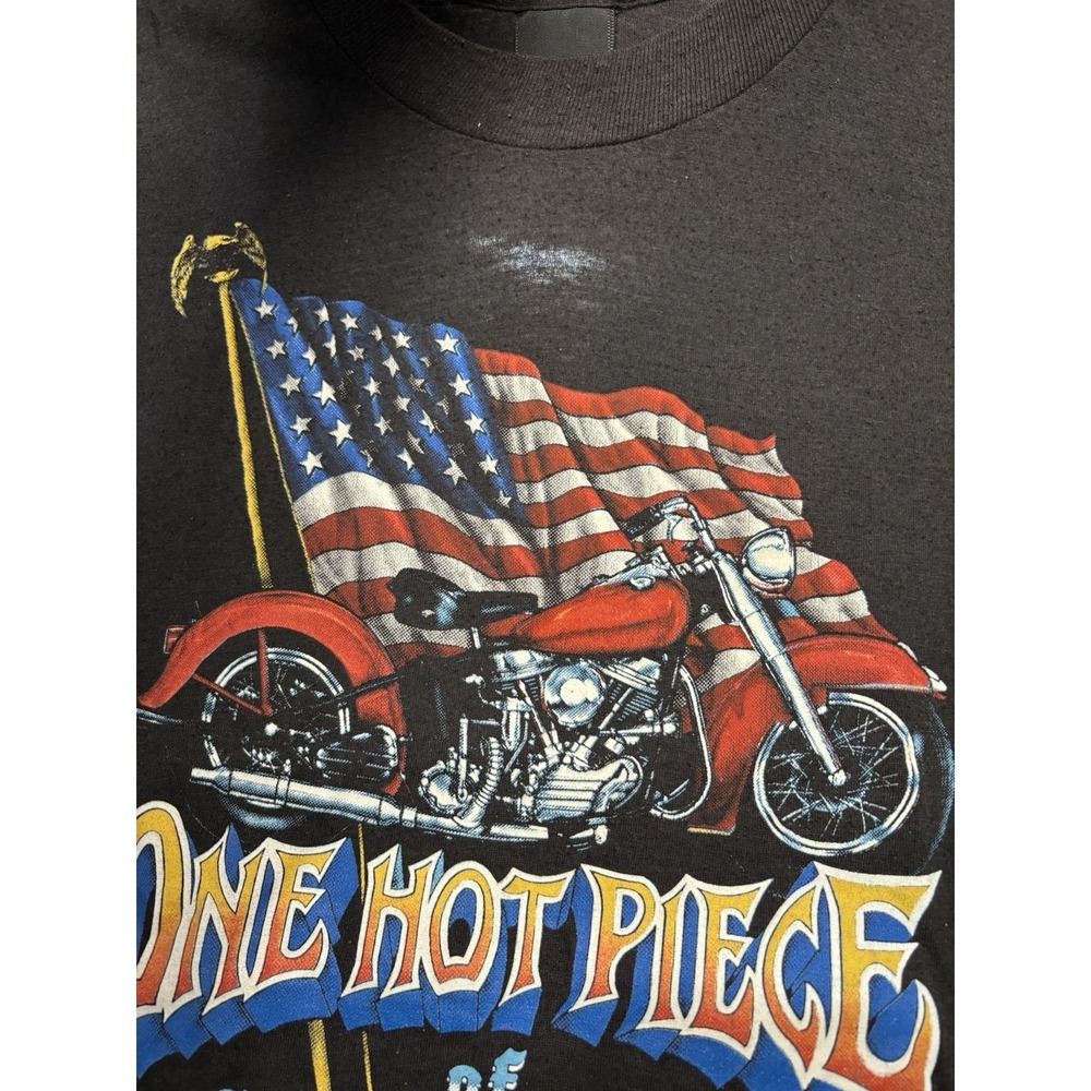 3D Emblem Shirt Motorcycle Single Stitch 1980s Black Men's‎ Large 1986 Vintage - Picture 9 of 13
